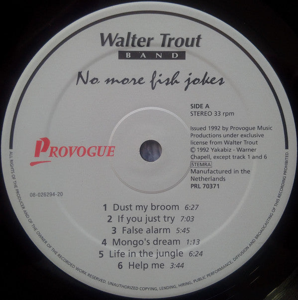 Walter Trout Band : No More Fish Jokes (LP, Album)