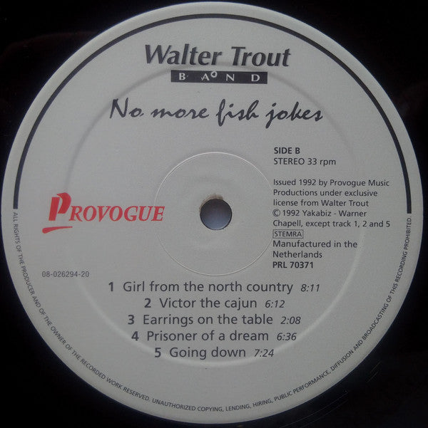 Walter Trout Band : No More Fish Jokes (LP, Album)