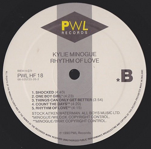 Kylie* : Rhythm Of Love (LP, Album)