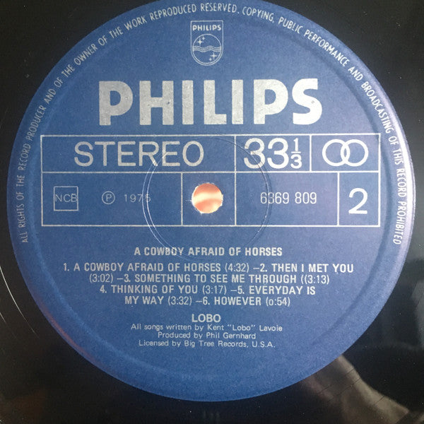 Lobo (3) : A Cowboy Afraid Of Horses (LP, Album)