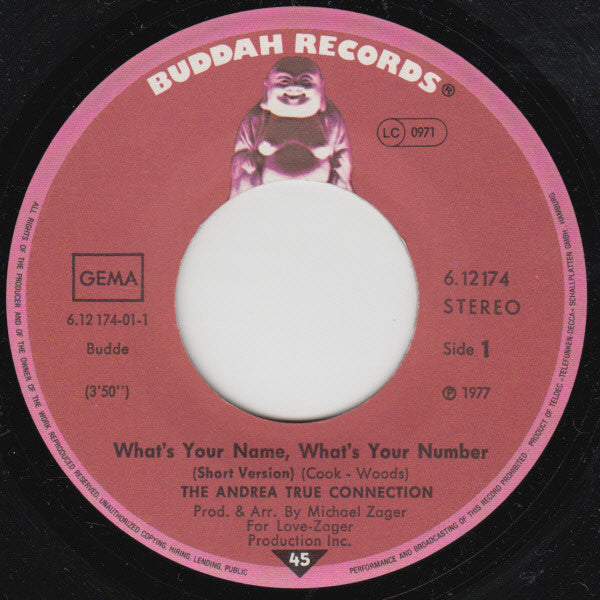 Andrea True Connection : What's Your Name, What's Your Number (7", Single)