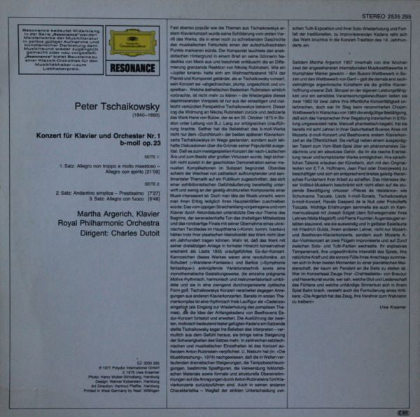 Peter Tschaikowsky* - Martha Argerich • Royal Philharmonic Orchestra • Charles Dutoit : Klavierkonzert Nr.1, b-Moll (LP, RE)