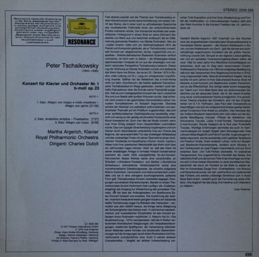 Peter Tschaikowsky* - Martha Argerich • Royal Philharmonic Orchestra • Charles Dutoit : Klavierkonzert Nr.1, b-Moll (LP, RE)