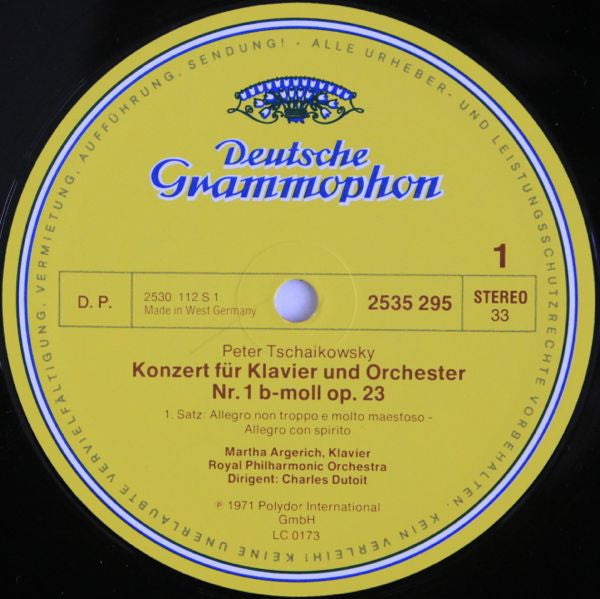Peter Tschaikowsky* - Martha Argerich • Royal Philharmonic Orchestra • Charles Dutoit : Klavierkonzert Nr.1, b-Moll (LP, RE)