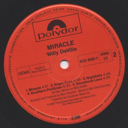 Willy DeVille : Miracle (LP, Album)