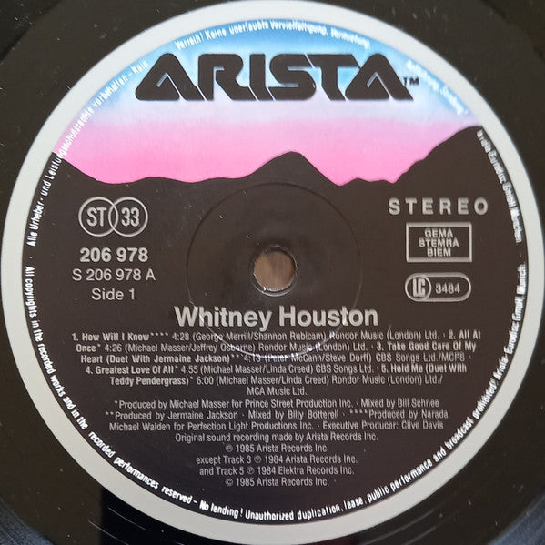 Whitney Houston : Whitney Houston (LP, Album)