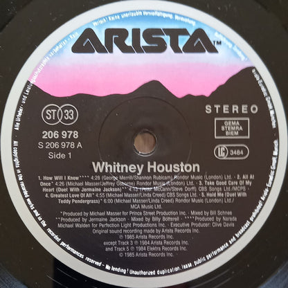 Whitney Houston : Whitney Houston (LP, Album)