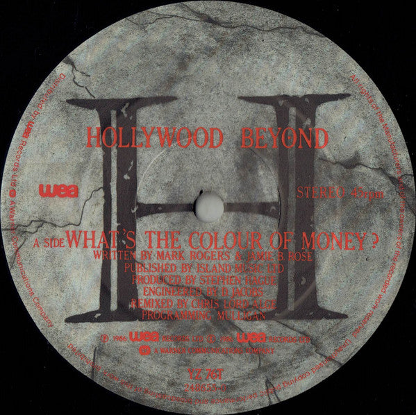 Hollywood Beyond : What's The Colour Of Money ? (12", Single, Dam)