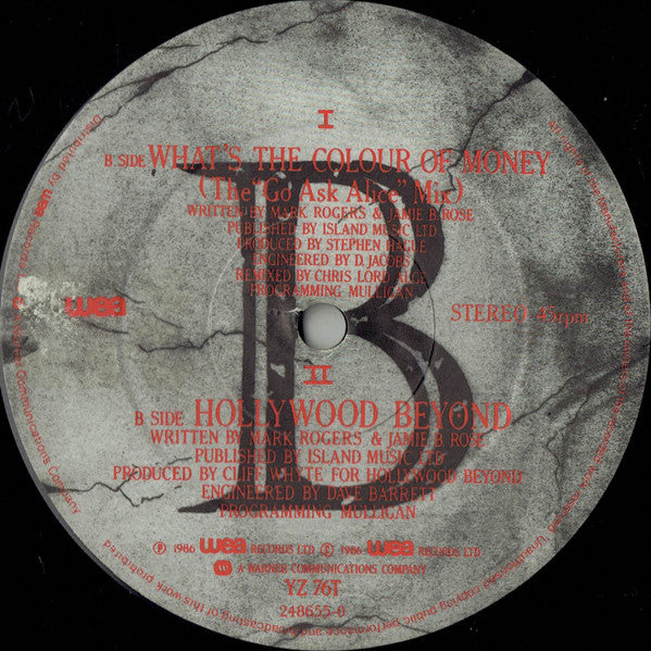 Hollywood Beyond : What's The Colour Of Money ? (12", Single, Dam)