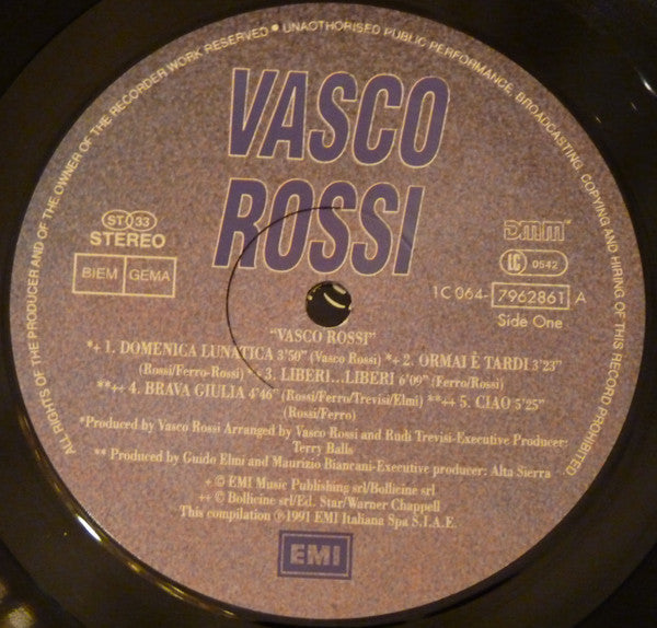 Vasco Rossi : Vasco Rossi (LP, Comp)