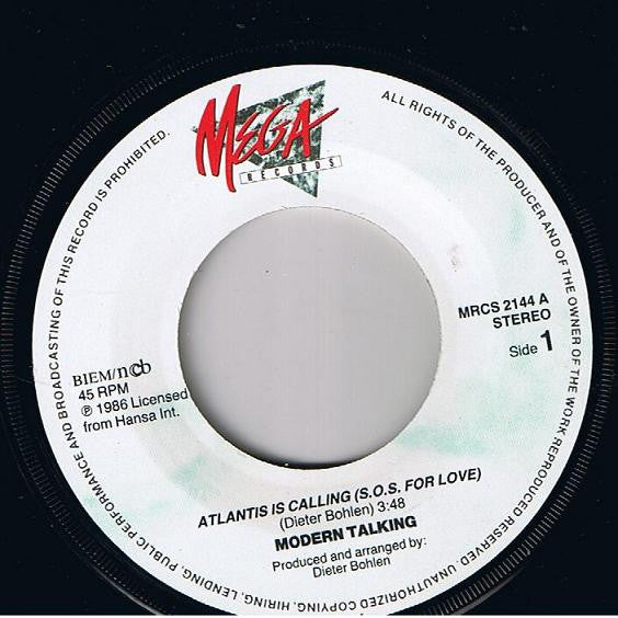 Modern Talking : Atlantis Is Calling (S.O.S. For Love) (7", Single)