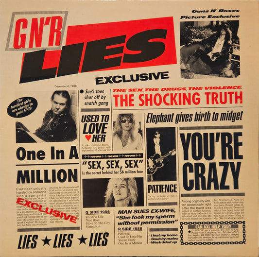 Guns N' Roses : G N' R Lies (LP, Album, Tel)