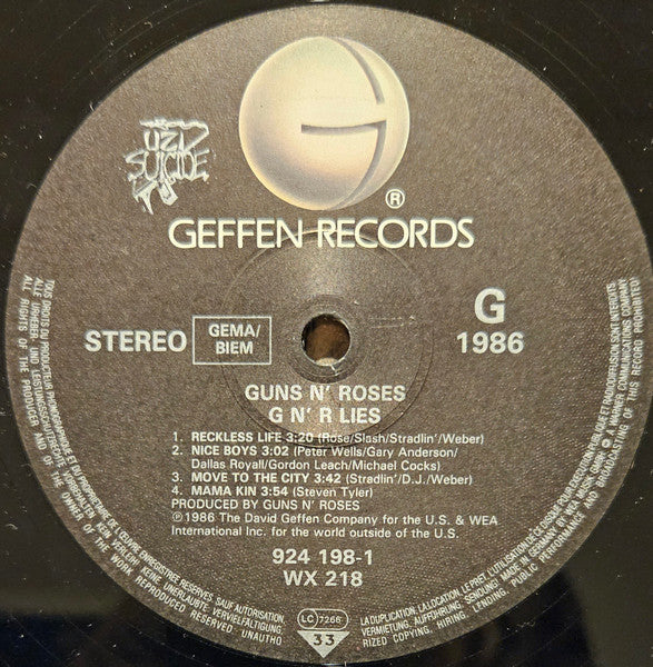 Guns N' Roses : G N' R Lies (LP, Album, Tel)