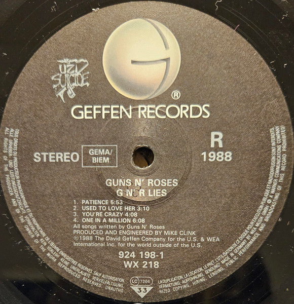 Guns N' Roses : G N' R Lies (LP, Album, Tel)