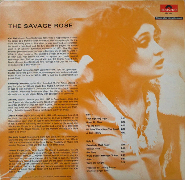 The Savage Rose* : The Savage Rose (LP, Album)