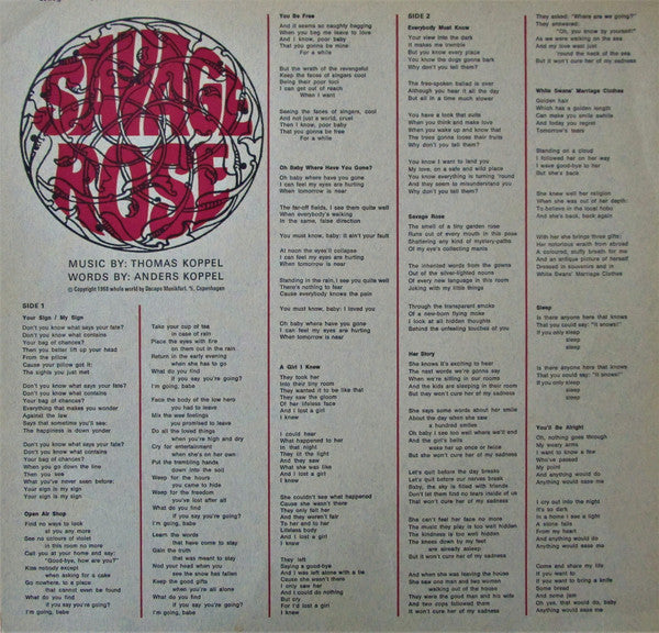 The Savage Rose* : The Savage Rose (LP, Album)
