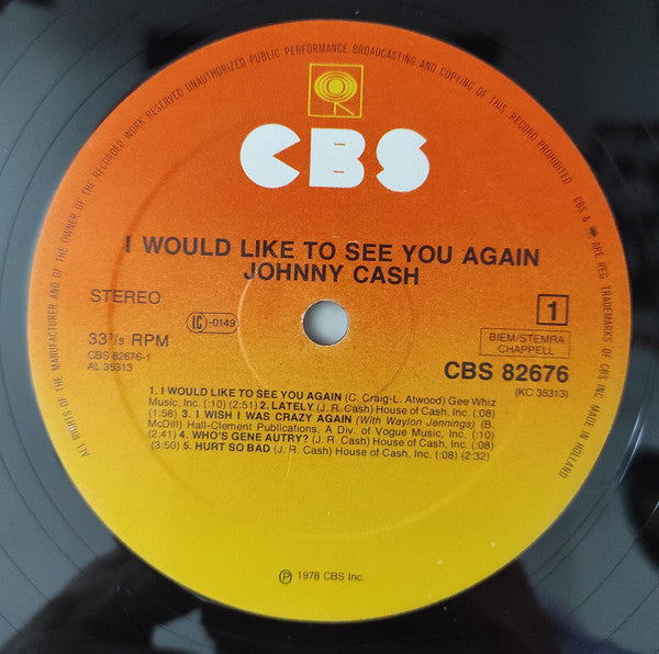 Johnny Cash : I Would Like To See You Again (LP, Album)