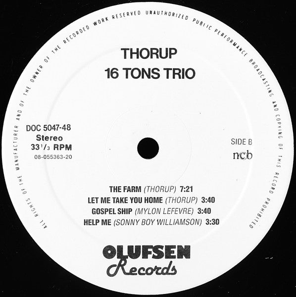 Peter Thorup : 16 Tons Trio (2xLP, Album)