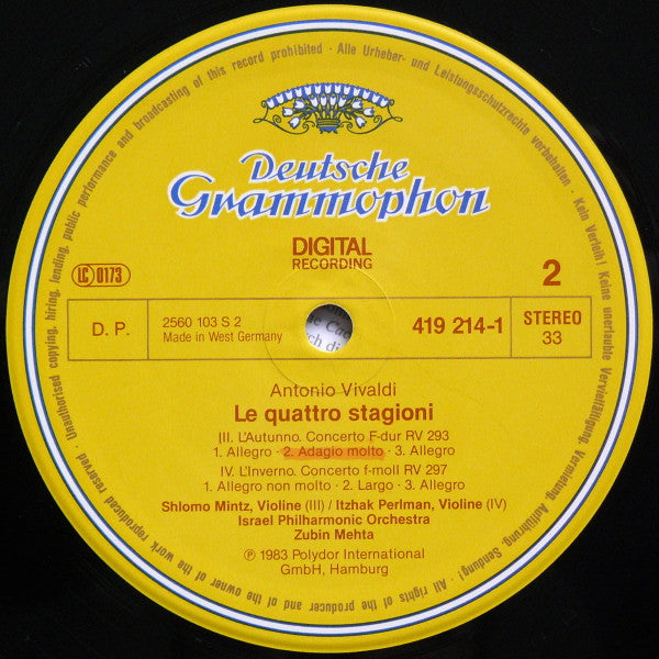 Antonio Vivaldi, Israel Philharmonic Orchestra : Le Quattro Stagioni (LP)