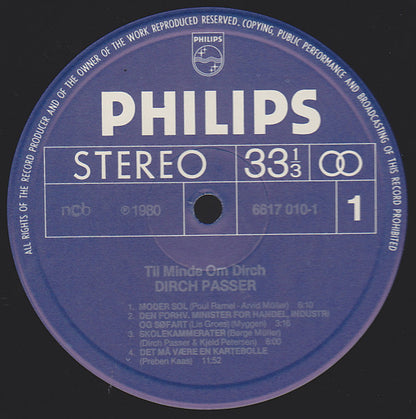 Dirch Passer : Til Minde Om Dirch (2xLP, Comp)