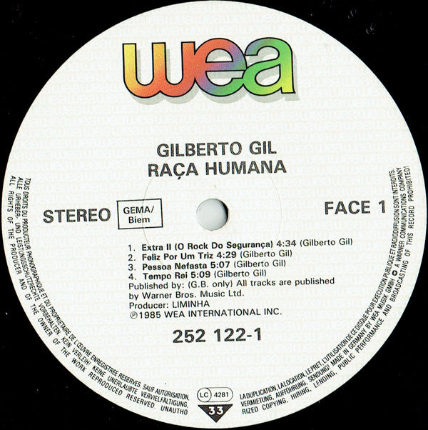 Gilberto Gil : Raça Humana (LP, Album)