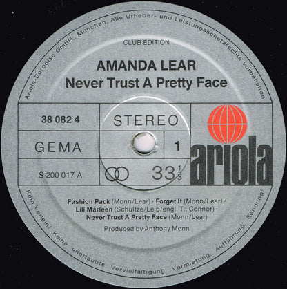 Amanda Lear : Never Trust A Pretty Face (LP, Album, Club)