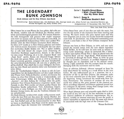 Bunk Johnson And His New Orleans Jazz-Band* : The Legendary Bunk Johnson (7", EP)