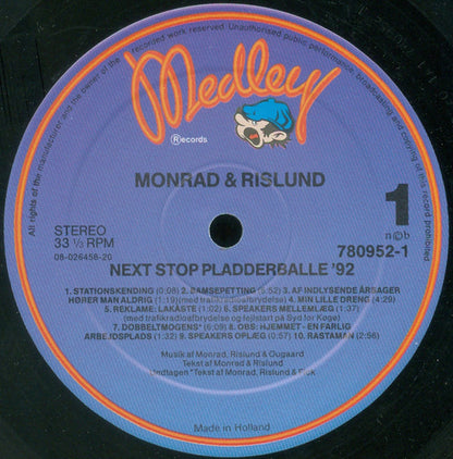 Monrad & Rislund : Next Stop Pladderballe (LP)