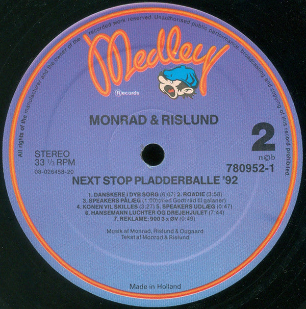 Monrad & Rislund : Next Stop Pladderballe (LP)