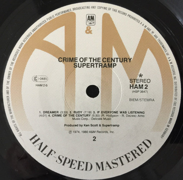 Supertramp : Crime Of The Century (LP, Album, RE, Hal)