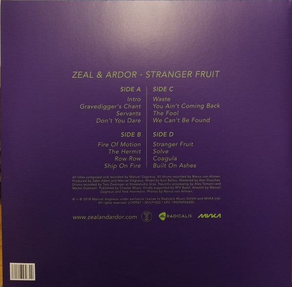 Zeal And Ardor : Stranger Fruit (2xLP, Album, RE)