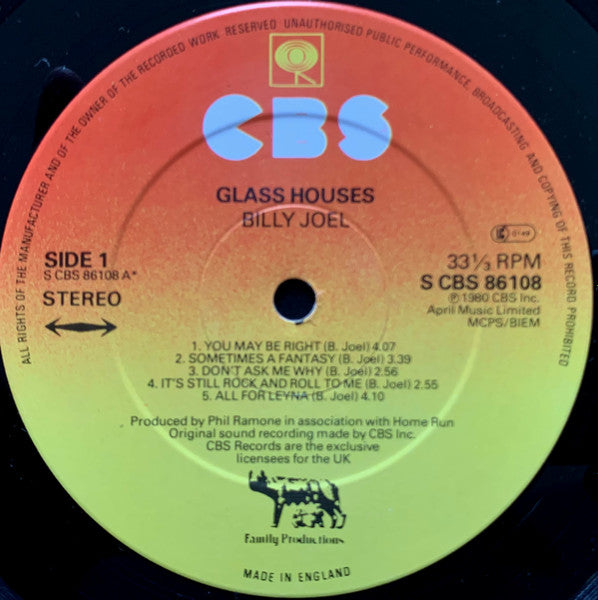 Billy Joel : Glass Houses (LP, Album)
