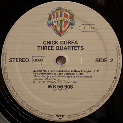 Chick Corea : Three Quartets (LP, Album)
