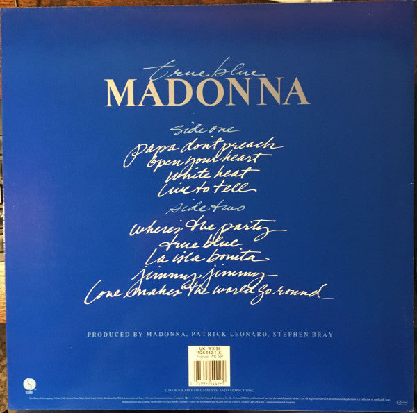 Madonna : True Blue (LP, Album, Tel)