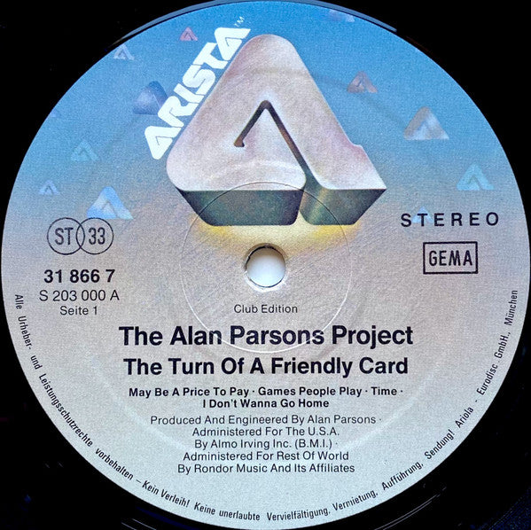 The Alan Parsons Project : The Turn Of A Friendly Card (LP, Album, Club)