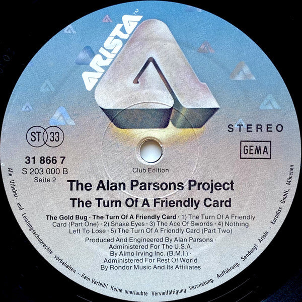 The Alan Parsons Project : The Turn Of A Friendly Card (LP, Album, Club)