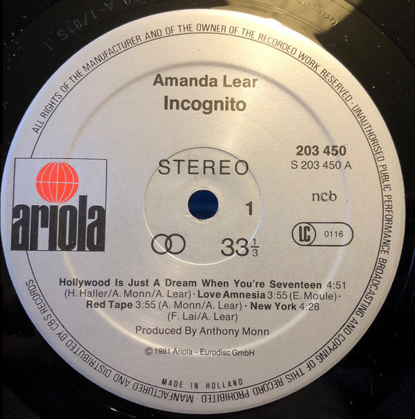 Amanda Lear : Incognito (LP, Album)