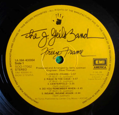 The J. Geils Band : Freeze-Frame (LP, Album)