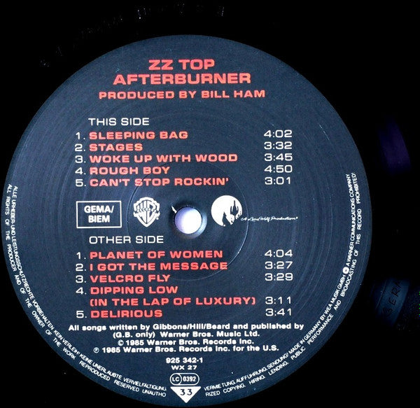 ZZ Top : Afterburner (LP, Album, RSA)