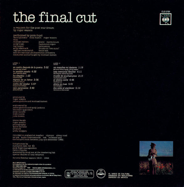 Pink Floyd : The Final Cut (LP, Album, Gat)