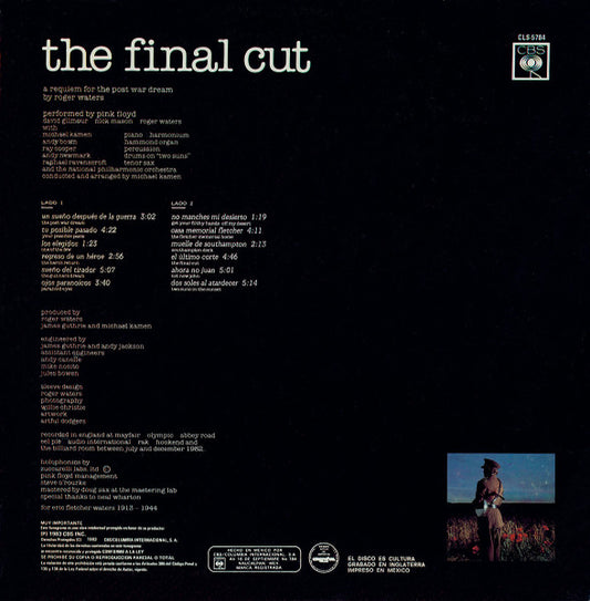 Pink Floyd : The Final Cut (LP, Album, Gat)