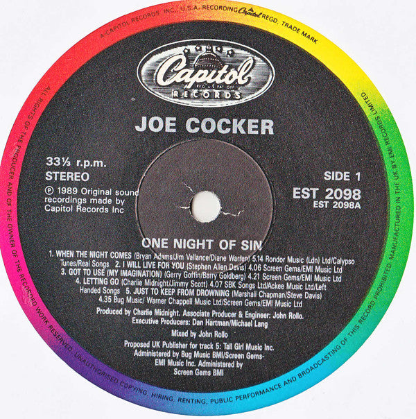 Joe Cocker : One Night Of Sin (LP, Album)
