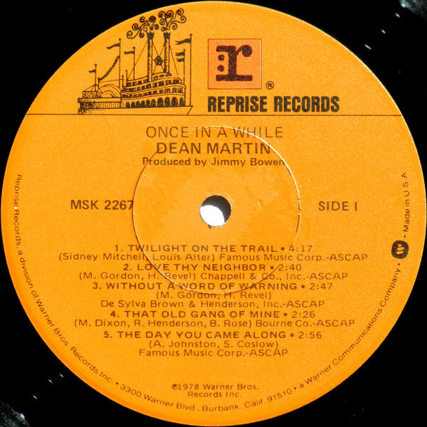 Dean Martin : Once In A While (LP, Album, Los)