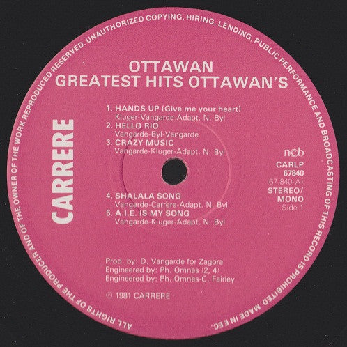 Ottawan : Greatest Hits (LP, Comp, Mono)