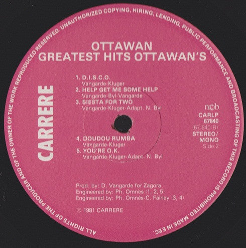 Ottawan : Greatest Hits (LP, Comp, Mono)