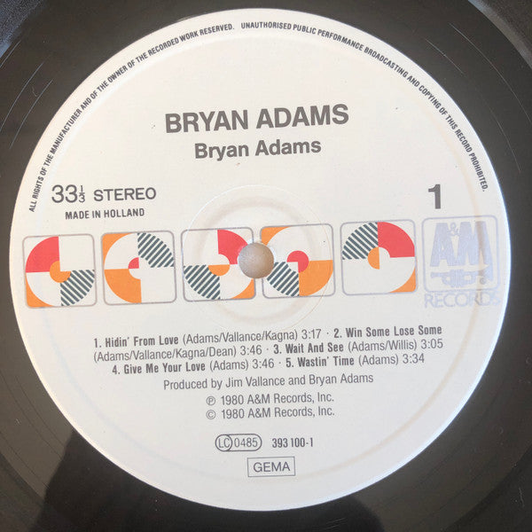 Bryan Adams : Bryan Adams (LP, Album, RE)