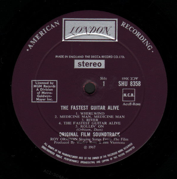 Roy Orbison : Singing Songs From The M.G.M Film "The Fastest Guitar Alive" (LP, Album)