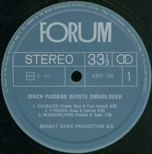 Dirch Passer : Dirch Passers Bedste Monologer (LP, Comp)