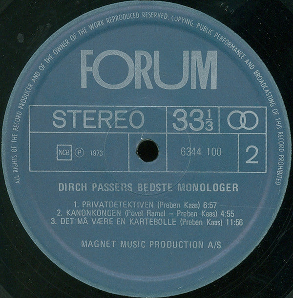 Dirch Passer : Dirch Passers Bedste Monologer (LP, Comp)