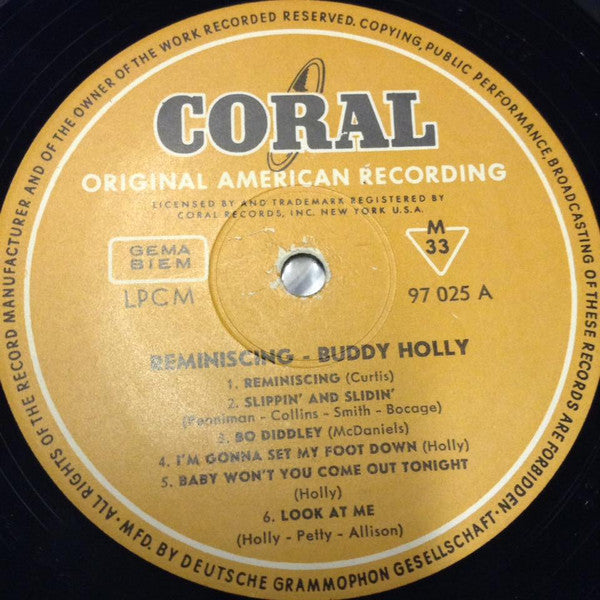 Buddy Holly : Reminiscing (LP, Album, Mono)